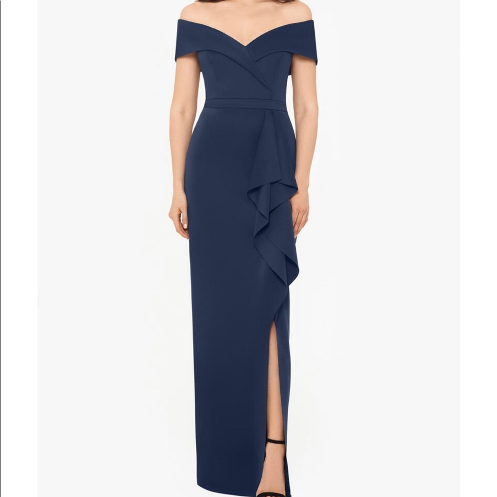 XSCAPE - Off Shoulder Satin Gown